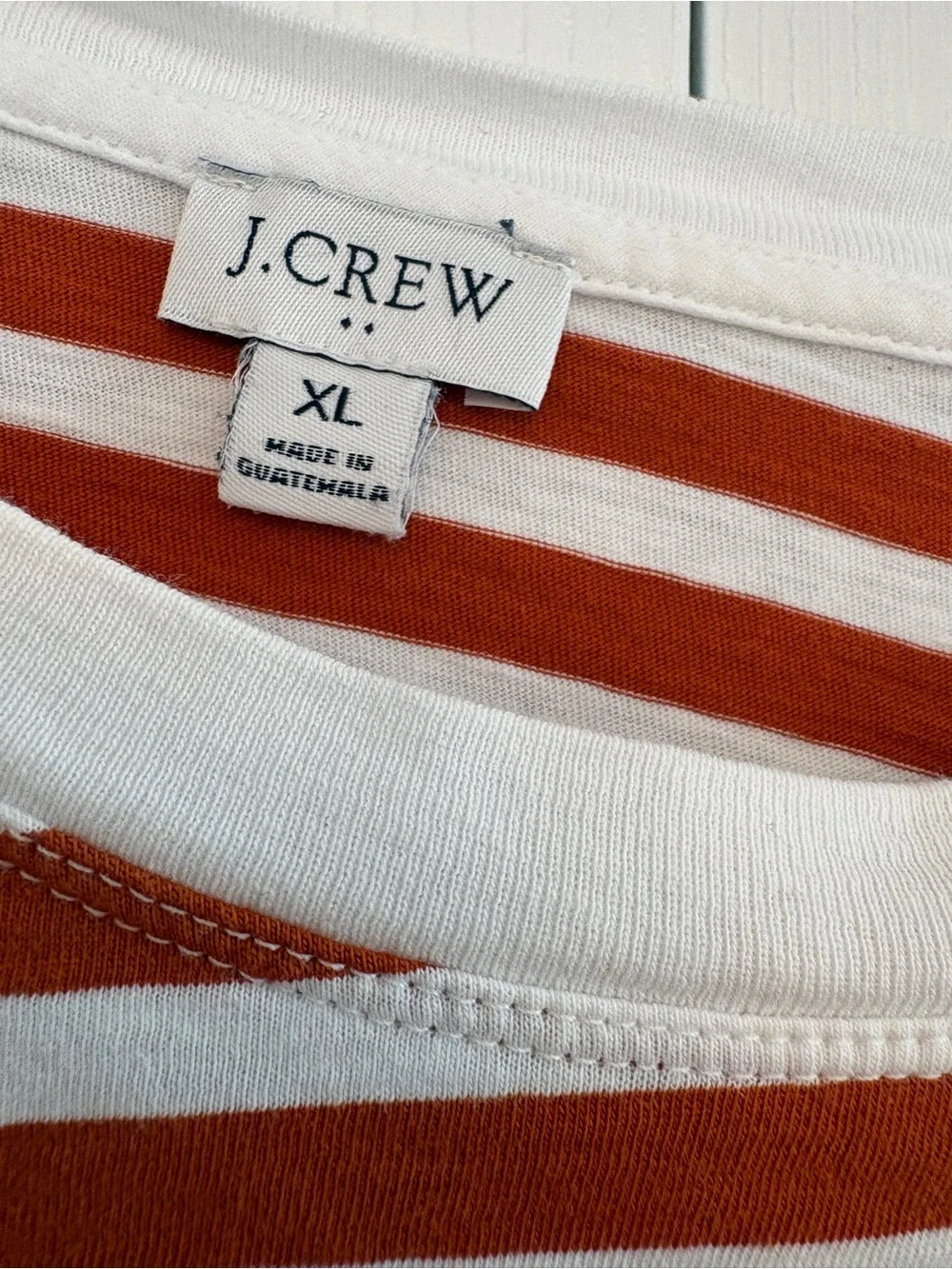 J. Crew Rust and White Striped Long-Sleeve Tee